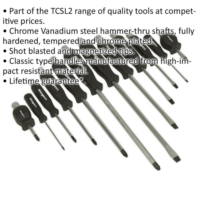 12 PACK Hammer Through Screwdriver Set - Hardened Steel Hammer Strike Chisel Cap Loops