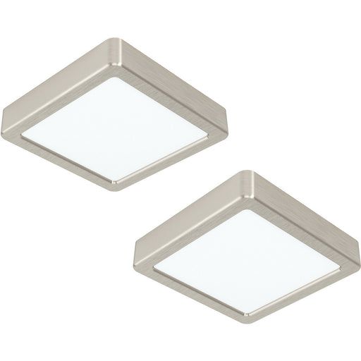 2 PACK Ceiling Light Satin Nickel 160mm Sqaure Surface Mounted 10.5W LED 4000K Loops