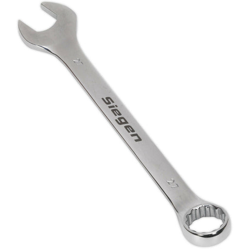Hardened Steel Combination Spanner - 27mm - Polished Chrome Vanadium Wrench Loops