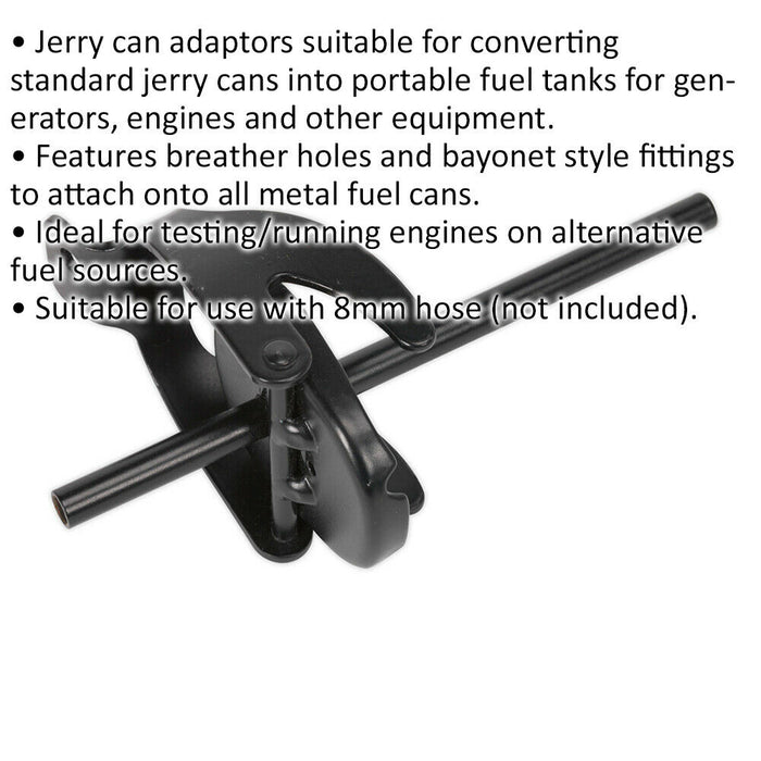 Single Tube Jerry Can Adaptor - Portable Fuel Tank Converter - Bayonet Fitting Loops