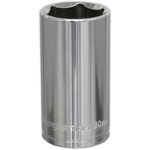 30mm Chrome Plated Deep Drive Socket - 1/2" Square Drive High Grade Carbon Steel Loops