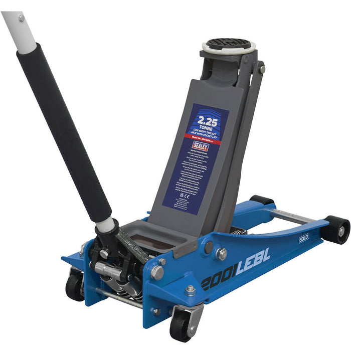 Low Entry Trolley Jack - 2250kg - Twin Piston - 495mm Max Height - Blue Loops