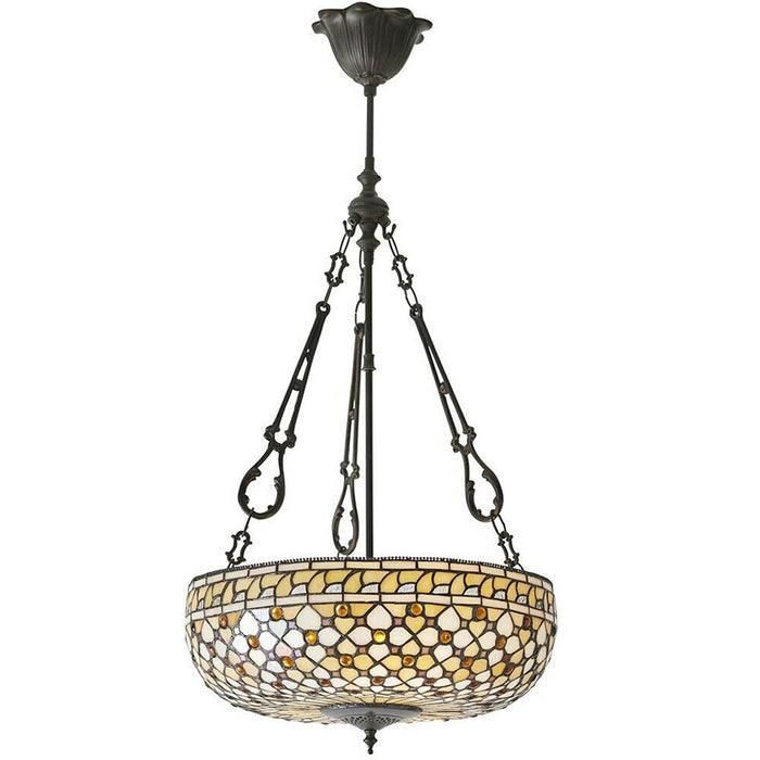 Tiffany Glass Hanging Ceiling Pendant Light Dark Bronze 450mm Lamp Shade i00140 Loops