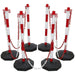 25m Post & Chain Kit - High Vis Red & White - 6 x Posts - Safety Barrier Loops