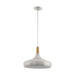 Pendant Ceiling Light Colour Brushed Silver Shade Brown Wood Bulb E27 1x60W Loops
