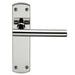4x Mitred T Bar Lever Door Handle on Latch Backplate 172 x 44mm Polished Steel Loops