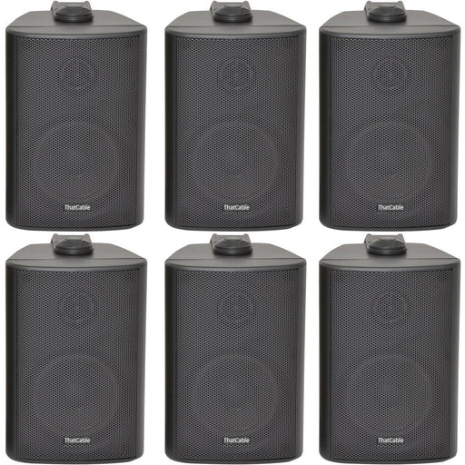 6x 60W 2 Way Black Wall Mounted Stereo Speakers 3" 8Ohm Mini Background Music