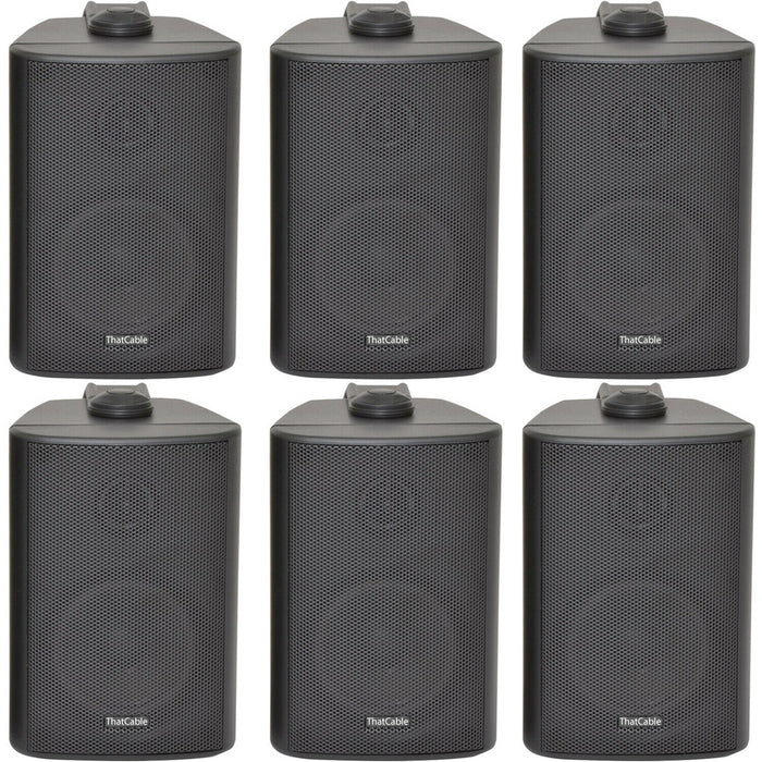 6x 60W 2 Way Black Wall Mounted Stereo Speakers 3" 8Ohm Mini Background Music