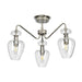 3 Bulb Semi Flush Light Highly Polished Nickel Clear Glass Shades LED E14 40W Loops