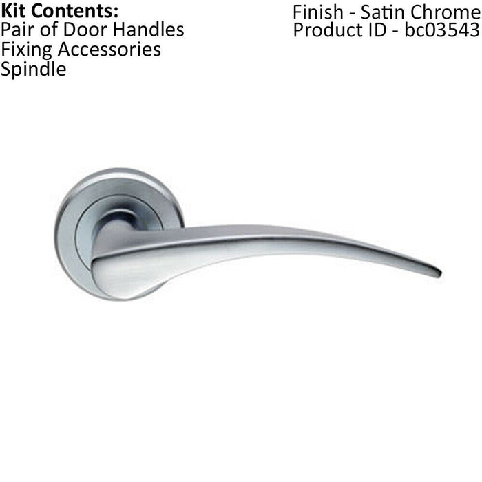 PAIR Arched Tapered Handle on Round Rose Concealed Fix Satin Chrome Loops