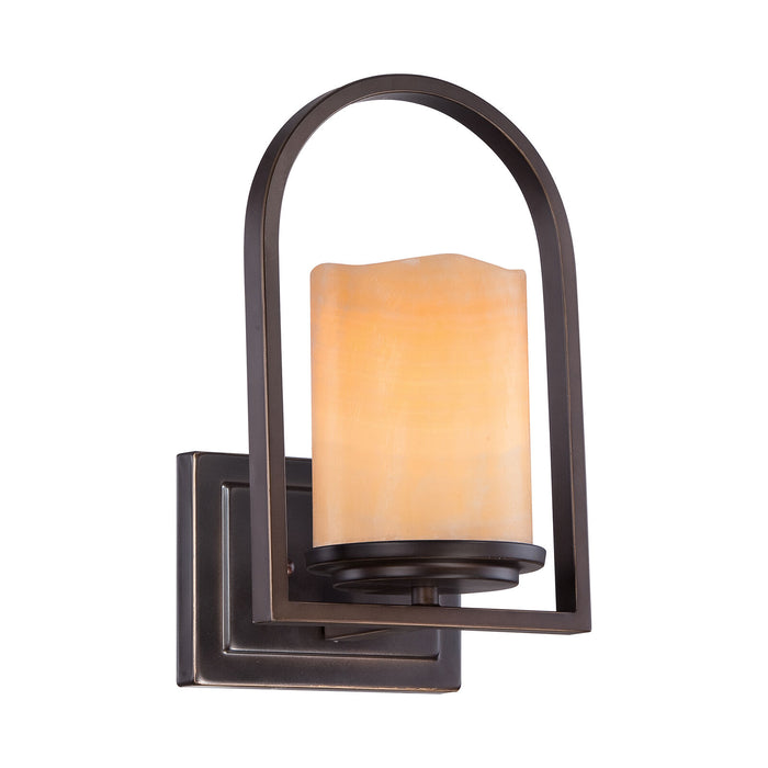 Wall Light-Amber Real Onyx Candle Shape Shade -Palladian Bronze-LED E27 100W Loops