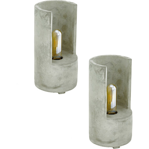 2 PACK Table Lamp Desk Light Unusual Grey Cast Concrete 1x 60W E27 Holder Loops