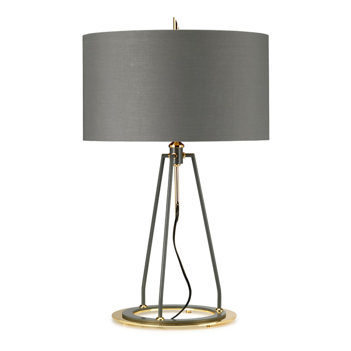 Table Lamp Grey with Metallic Gold Lining Shade Dark Grey Gold LED E27 60W Loops