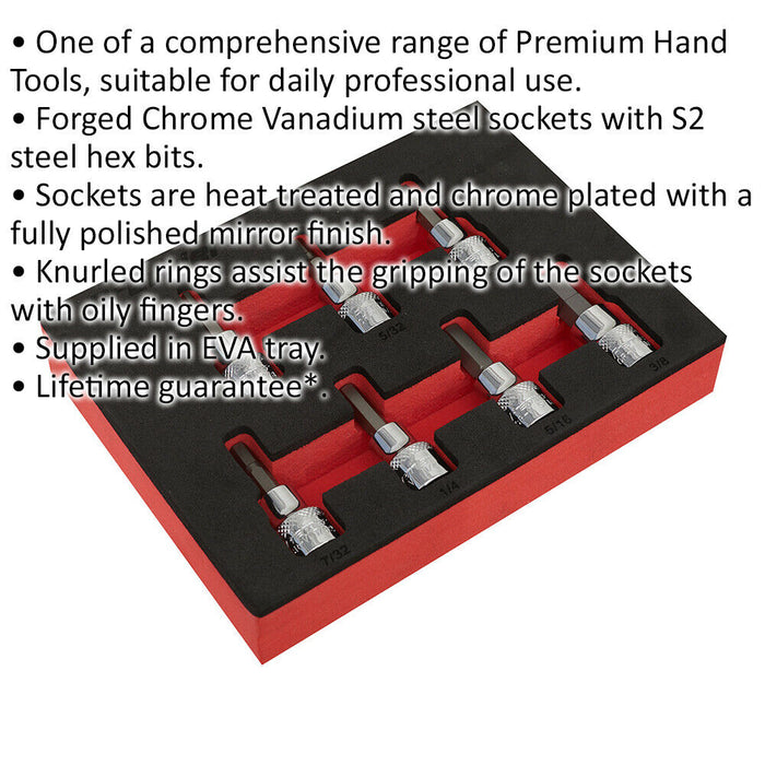 7 PACK Imperial Male Hex Bit Set - 3/8" Square Drive Socket - Premium S2 STEEL Loops