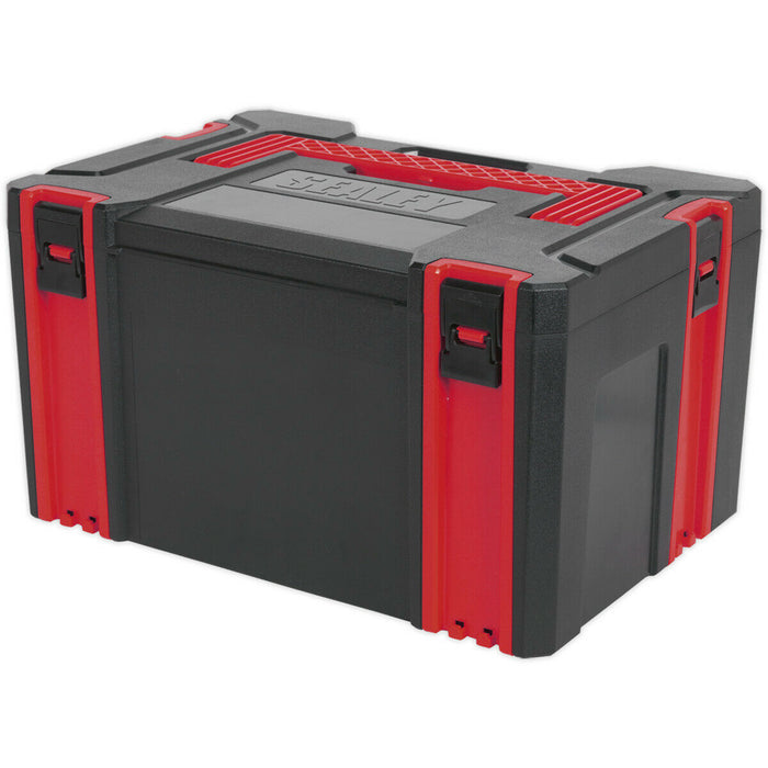 445 x 310 x 250mm Stackable Tool Box - Portable RED ABS Storage Case / Chest Loops