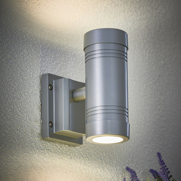 Outdoor Wall Light IP55 - Aluminium & Clear Glass - 2x5W LED GU10 - Living Room Loops
