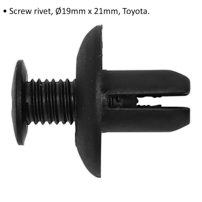 20 PACK Screw Rivet Trim Clip - 19mm x 21mm - Suitable for Toyota Vehicles Loops