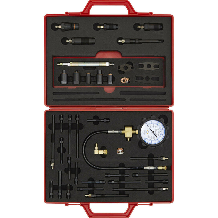 Diesel Engine Compression Test Kit - Glow Plugs & Injector Adaptors - Case Loops