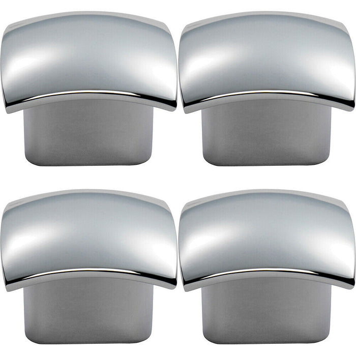 4x Convex Face Cupboard Door Knob 33 x 30.5mm Polished Chrome Cabinet Handle Loops