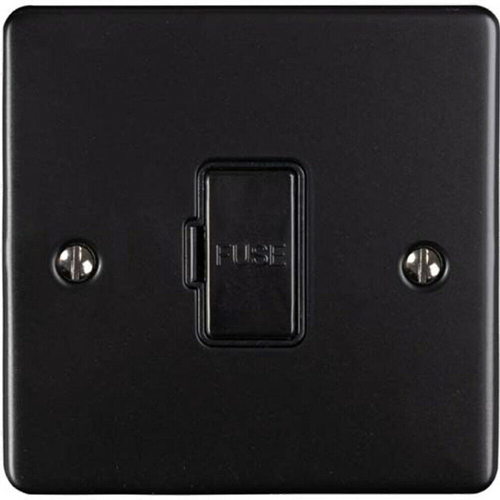 2 PACK 13A DP Unswitched Fuse Spur MATT BLACK Black Mains Isolation Wall Plate Loops