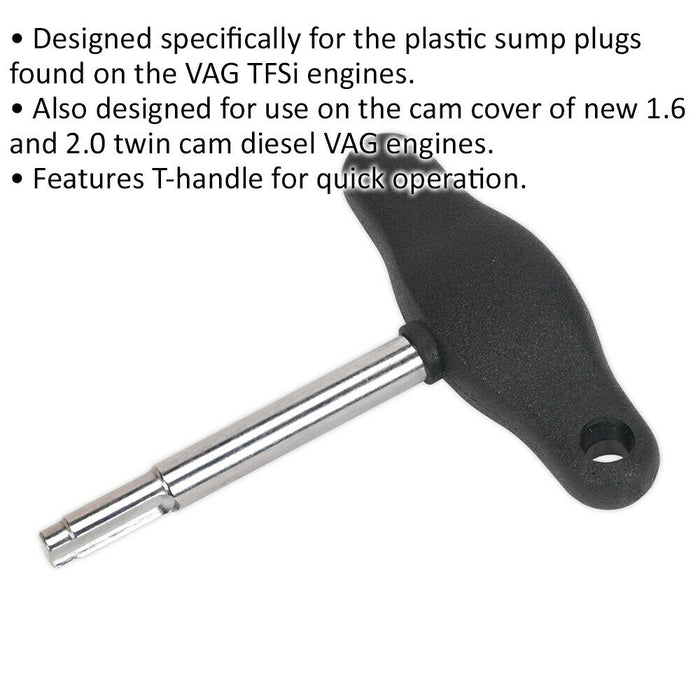 T-Handle Oil Drain Plug Key - Cam Cover Removal - Suitable for VAG Vehicles Loops