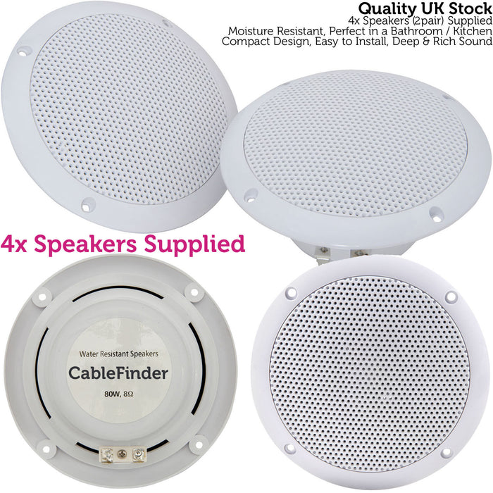 Wireless Bluetooth Amplifier & 4x 80W Ceiling Speaker Kit Home Hi Fi Amp System