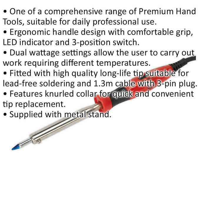 40W / 80W Adjustable Wattage Soldering Iron - Temperature Control Long Life Tip Loops