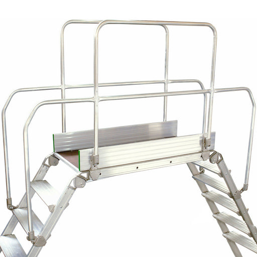8 Tread Industrial Bridging Steps & Handle Crossover Ladder 0.9m x 0.5m Platform Loops