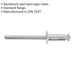 200 PACK 4.8mm x 12mm Peel Back Rivets - Standard Flange Aluminium Compression Loops