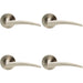 4x PAIR Slim Arched Flat Lever on Round Rose Concealed Fix Satin Stainless Steel Loops
