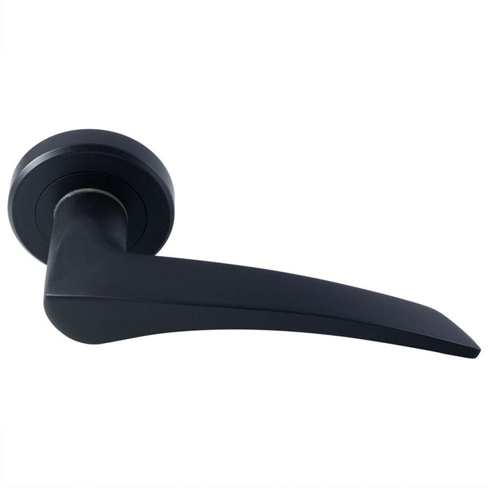PAIR Arched Tapered Handle on Round Rose Concealed Fix Matt Black Finish Loops