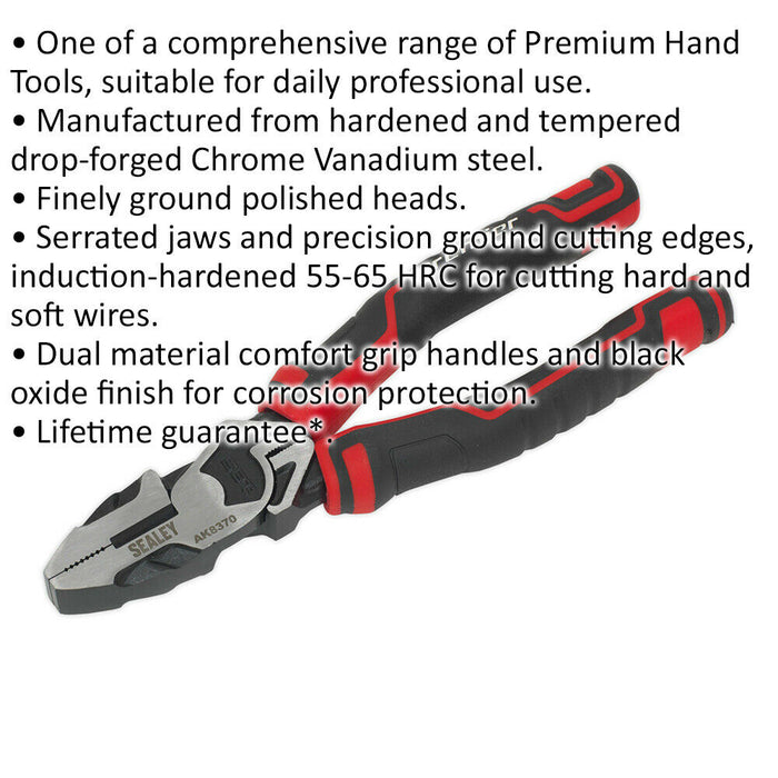 175mm High Leverage Combination Pliers - Serrated Jaws - Corrosion Resistant Loops