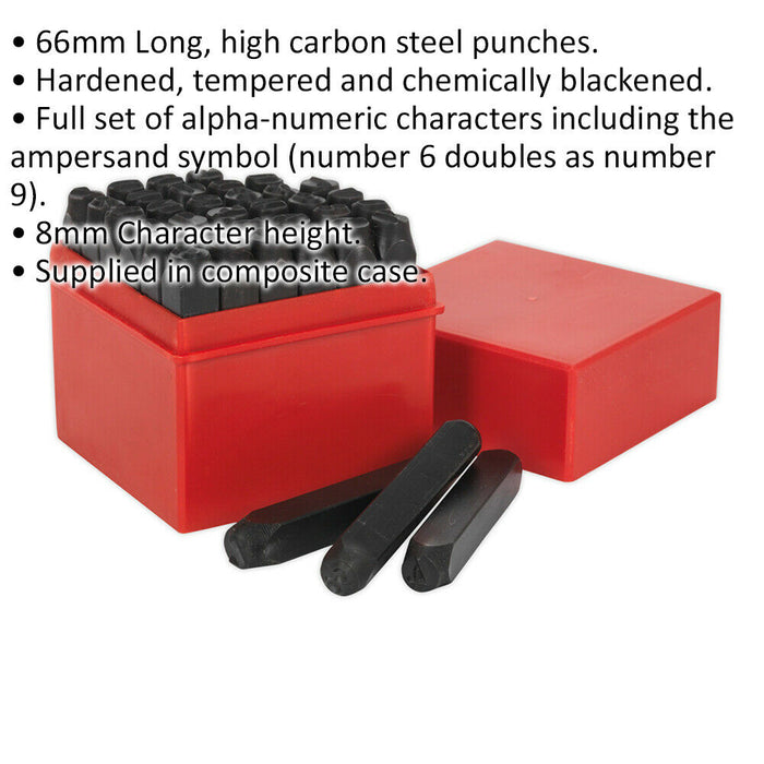 36 Piece Letter & Number Punch Set - 8mm Character Height - High Carbon Steel Loops