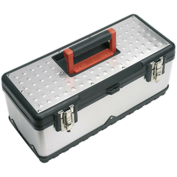 660 x 280 x 225mm Tool Box & Tote Tray - Heavy Duty Steel Portable Storage Case Loops