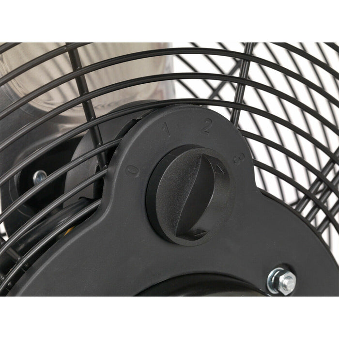 18" Industrial High Velocity Floor Fan - 3 Speed Settings - Tilting Stand - 230V Loops