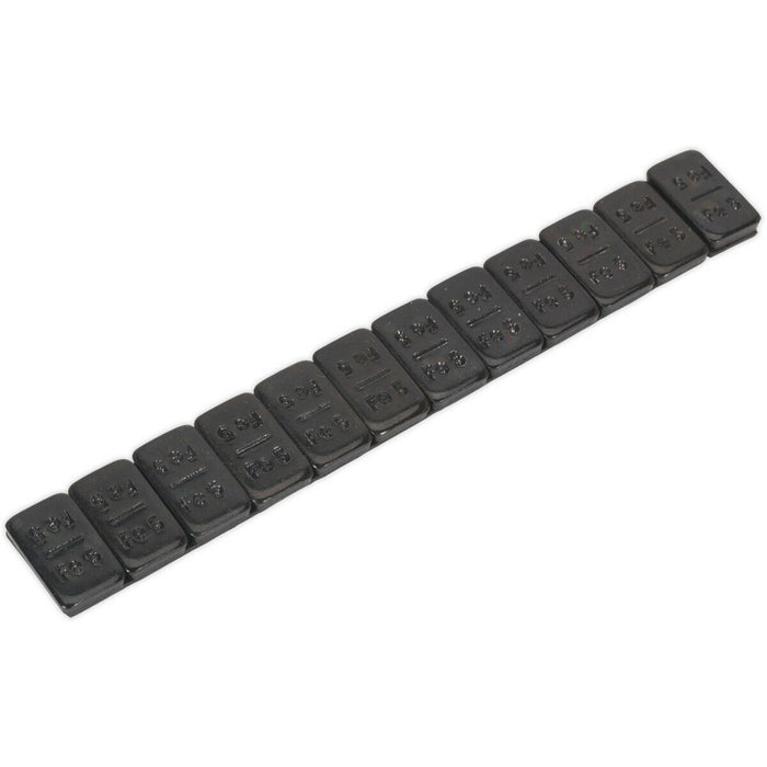 50 PACK 5g Adhesive Wheel Weights - Strip of 12 - Zinc Plated Steel - Black Loops