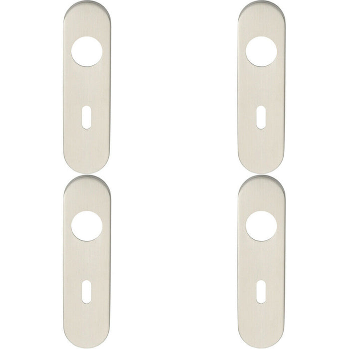 4x PAIR Radius Standard Lock Handle Key Plates 170 x 45 x 8mm Satin Steel Loops