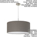 Pendant Light Colour Satin Nickel Shade Anthracite Brown Fabric Bulb E27 1x60W Loops