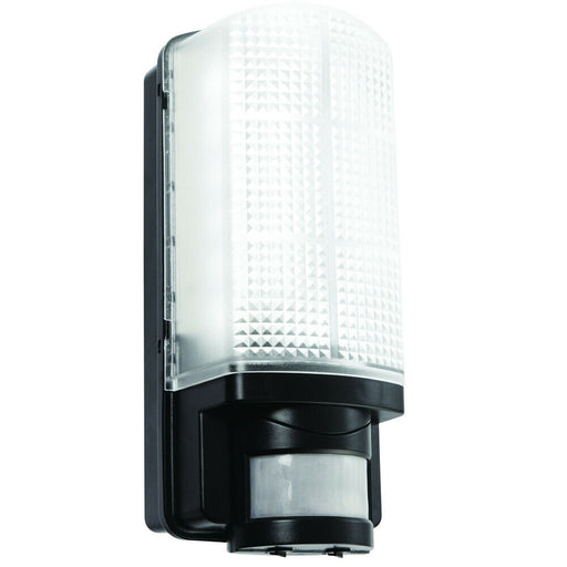 BLACK IP44 Outdoor Wall Bulkhead Light & 10m PIR Motion Sensor 6W Daylight LED Loops