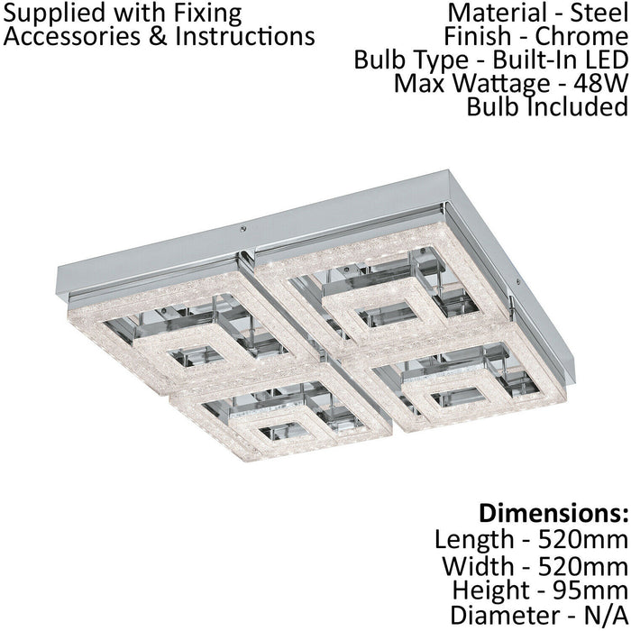 2 PACK Wall Flush Ceiling Light Chrome Shade Chrome Clear Plastic Crystal LED Loops