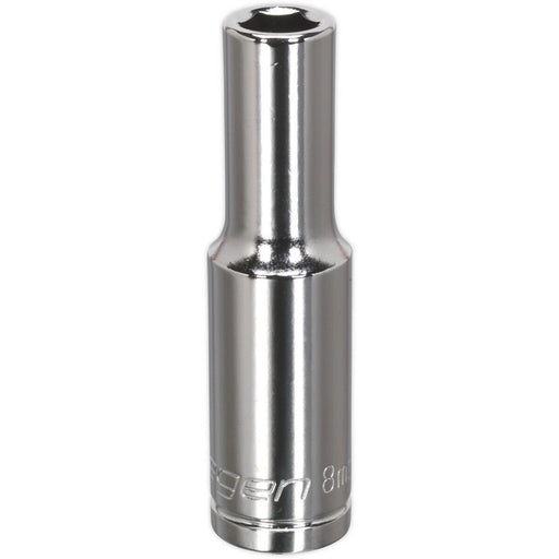 8mm Chrome Plated Deep Drive Socket - 3/8" Square Drive High Grade Carbon Steel Loops