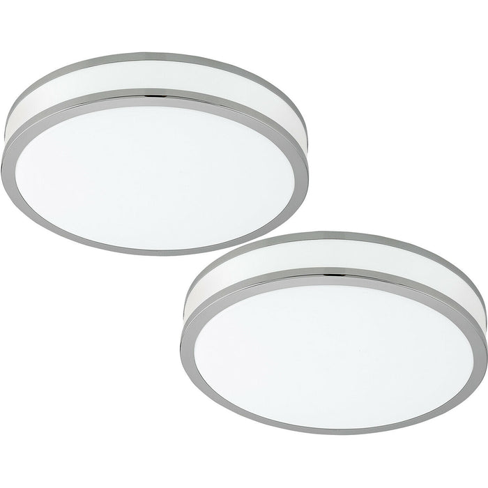 2 PACK Wall Flush Ceiling Light Colour White Shade White Chrome Plastic LED 18W Loops