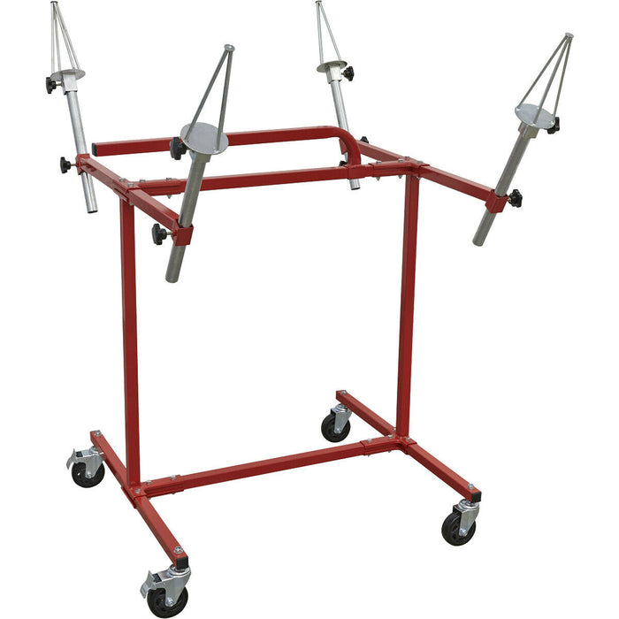 Heavy Duty Alloy Wheel Repair Stand - 4 Wheel Capacity - Fully Adjustable Loops