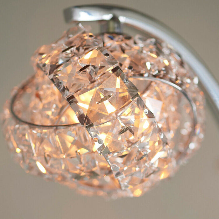 Standing Floor & Table Lamp Set Chrome & Pretty Crystal Cluster Twist Light Loops