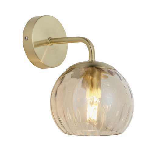 Wall Light - Satin Brass Plate & Champagne Lustre Glass - 25W E14 - Dimmable Loops
