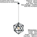 Hanging Ceiling Pendant Light Black Prism 1x 60W E27 Geometric Feature Lamp Loops