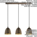 Hanging Ceiling Pendant Light Brown & Gold Pattern 3x 60W E27 Kitchen Island Loops