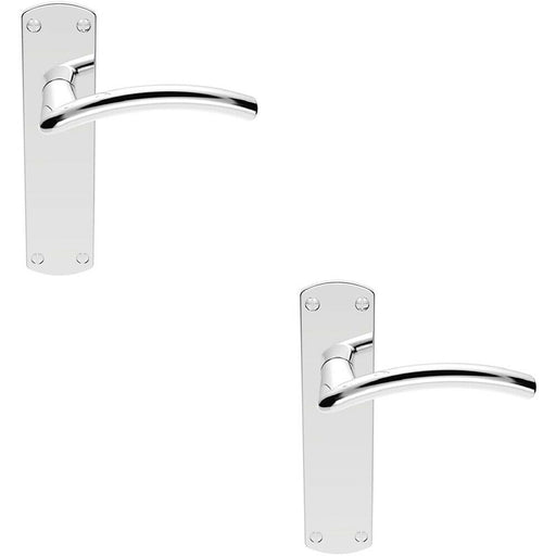 2x Arched Lever on Latch Backplate Door Handle 170 x 42mm Polished Chrome Loops