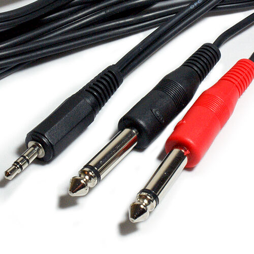 2m 3.5mm Stereo Male to 2x 6.35mm ¼" Mono Plug Jack Cable Lead Mixer Splitter Loops