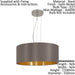 Pendant Light Colour Satin Nickel Shade Cappuccino Gold Fabric Bulb E27 3x60W Loops
